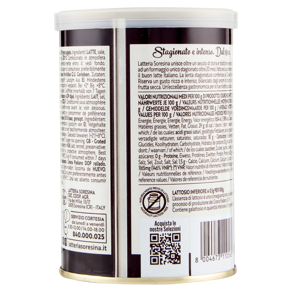 Gran Soresina Grana Padano DOP Grattugiato Riserva Oltre 20 Mesi 160 g